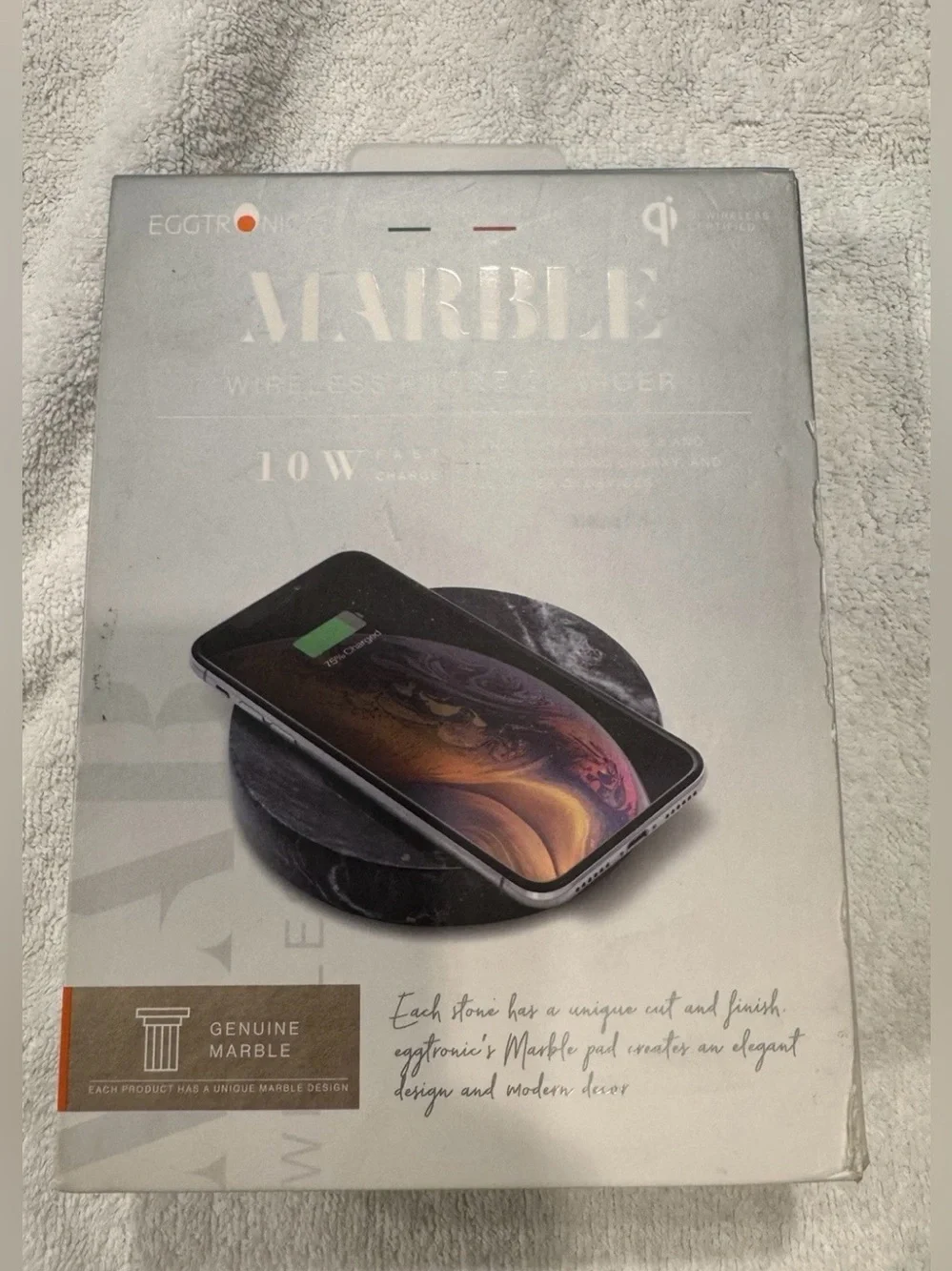 Eggtronic Wireless Charging Stone for Smartphone, Marble